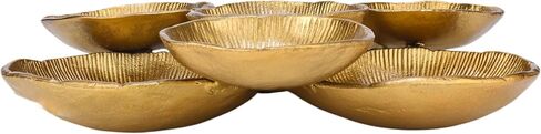 Cruiser’s Caché Cluster of 4 Small Rustic Gold Metal Bowls,10" total width, Sculpted Shell Design in Saudi Arabia