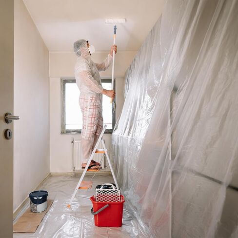 Pre-Taped Masking Film, 4 Rolls 8.8 x 65 Feet Plastic Sheeting, Painters Drop Cloth for Automotive, Furniture, and Appliance Protection in Kuwait