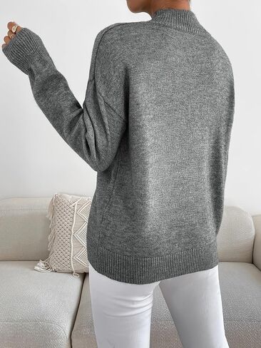 Women's Soft Mock Neck Pullover Sweater, Casual Long Sleeve Solid Color Lightweight Top for Fall and Winter in Saudi Arabia