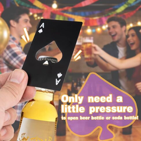 Card Bottle Openers, 60 Pack Ace of Spades Stainless Steel Beer Openers, Credit Card Size Portable Metal Bottle Openers for Events, Party Favors (Silver/Black) in Kuwait