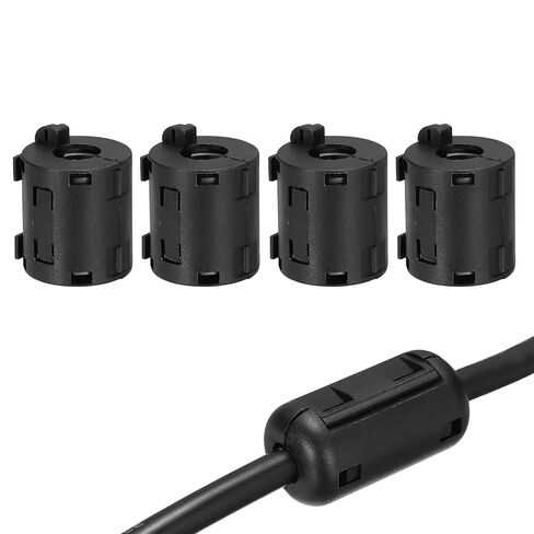 MECCANIXITY 4Pcs Clip-on Ferrite Ring Core, 16mm RFI EMI Noise Suppression Filter Cable Clip Ferrite Beads for USB Audio Video Data Cables, for Interference Reduction, Black,Cylinder with Ears in Saudi Arabia