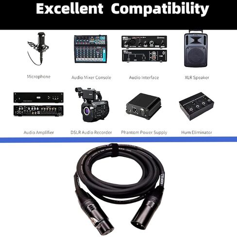 كابل XLR ذكر إلى أنثى بطول 10 أقدام - كابل ميكروفون موصلات مطلية بالذهب كابل صوت OFC لمكبرات الصوت وخلاطات الميكروفون in Kuwait
