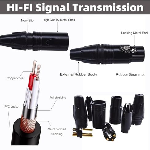 كابل XLR ذكر إلى أنثى بطول 10 أقدام - كابل ميكروفون موصلات مطلية بالذهب كابل صوت OFC لمكبرات الصوت وخلاطات الميكروفون in Kuwait