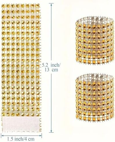 Elegant Rhinestone Napkin Rings - Set of 10 Pieces, Suitable for Dinner Parties and Special Occasions in Kuwait
