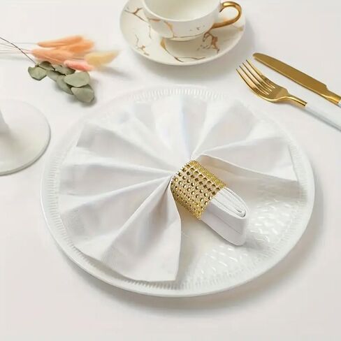 Elegant Rhinestone Napkin Rings - Set of 10 Pieces, Suitable for Dinner Parties and Special Occasions in Kuwait