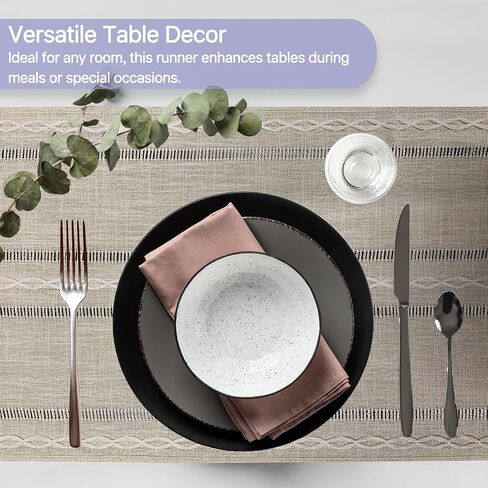 Table Runner with Tassels in Boho Style - Cotton Linen, Machine Washable - Elegant Décor for Dining Table, Kitchen, Living Room - Perfect for Everyday Use or Special Occasions (13x72 in, Ivory) in Kuwait