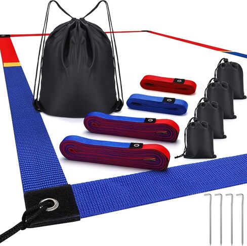 TOBWOLF Beach Volleyball Lines for Sand, Heavy Duty Volleyball Court Lines for Sand Beach Grass Backyard, 26.3' x 52.6' Portable Volleyball Boundary Lines with Metal Anchors & Sandbags in Kuwait