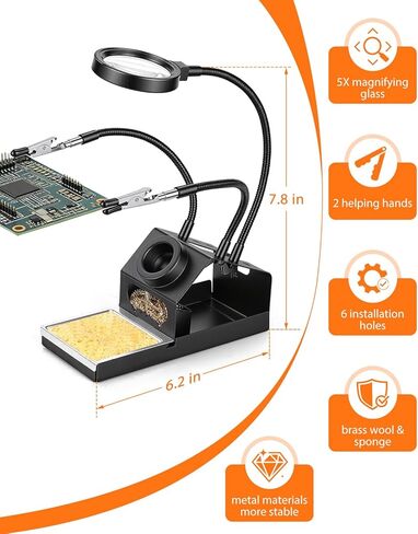مجموعة مكواة اللحام، قلم لحام رقمي LCD عالي الطاقة 100 وات، أداة لحام سريعة التسخين مع زجاج مكبر وأيدي مساعدة، أطراف حديدية، سلك لحام، ملقط، وضع النوم التلقائي in Kuwait