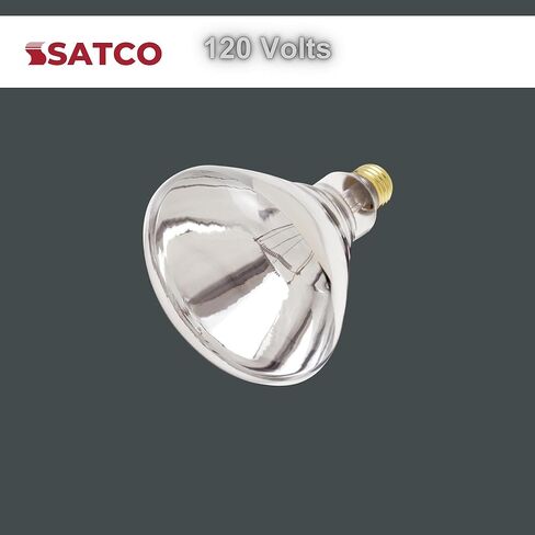 Satco S4999-250 Watt BR40 Heat Lamp Bulb, Clear Finish, Incandescent Reflector, Medium E26 Base, 2700K Warm White, 120V, Dimmable, 6000 Hour Life, CSAus Listed (2 Pack) in Kuwait