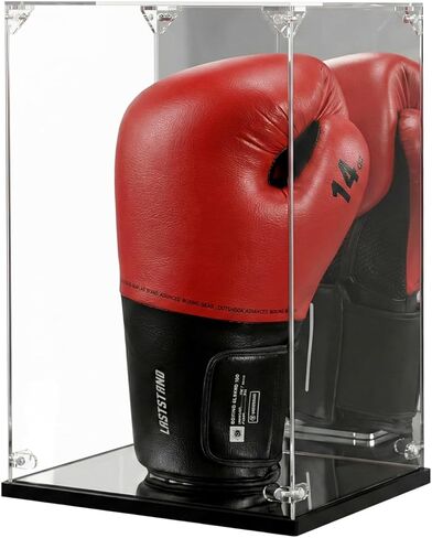 Acrylic Boxing Glove Display Case with Stand -Dual Mirrored Back & Base for Immersive View - UV Protection & Dustproof - Clear Memorabilia Cube Box for Autographed Gloves - Easy Assembly in Kuwait