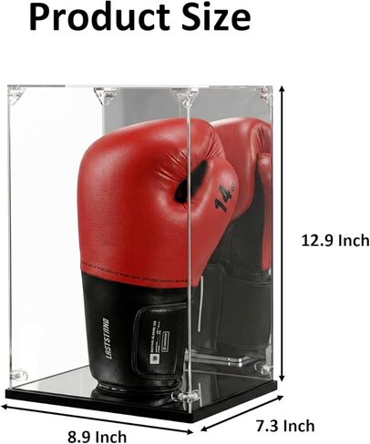 Acrylic Boxing Glove Display Case with Stand -Dual Mirrored Back & Base for Immersive View - UV Protection & Dustproof - Clear Memorabilia Cube Box for Autographed Gloves - Easy Assembly in Kuwait