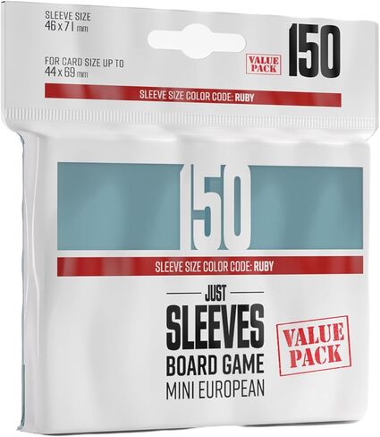 Gamegenic Just Sleeves - حزمة اقتصادية أوروبية صغيرة (150 حزمة)، أكمام بطاقات مقاس 62 × 94 مم، حماية فعالة من حيث التكلفة متوافقة مع حجم Prime Ruby، وأكمام شفافة للمبتدئين in Kuwait
