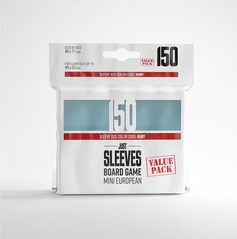 Gamegenic Just Sleeves - حزمة اقتصادية أوروبية صغيرة (150 حزمة)، أكمام بطاقات مقاس 62 × 94 مم، حماية فعالة من حيث التكلفة متوافقة مع حجم Prime Ruby، وأكمام شفافة للمبتدئين in Kuwait