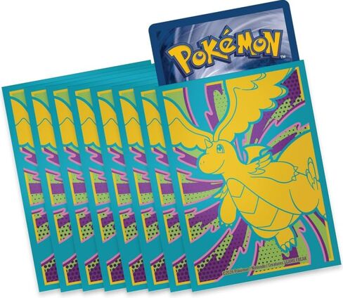 أكمام بطاقات Pokemon TCG الرسمية - حصريًا للأبطال الصاعدين ETB! (تصميم Mega Dragonite) - عدد 65 - واقيات بطاقات البطولة القانونية in Kuwait