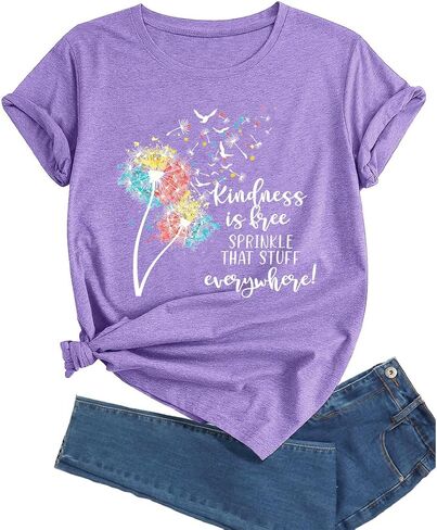 Plus Size Dandelion Graphic Tees for Women Sunflower T Shirt for Women O Neck Short Sleeve Top Tees in Saudi Arabia
