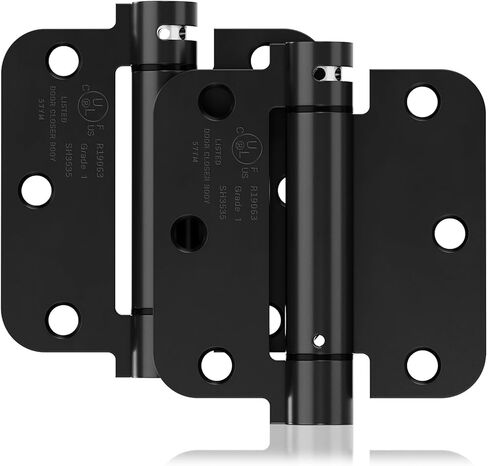 3 Pack Self Closing Door Hinges, 3.5 Inch Spring Loaded Door Hinges for Garage, Front, Back Door, Left/Right Hand, Adjustable Tension, 5/8'' Radius Corners, UL Listed, Black in Kuwait