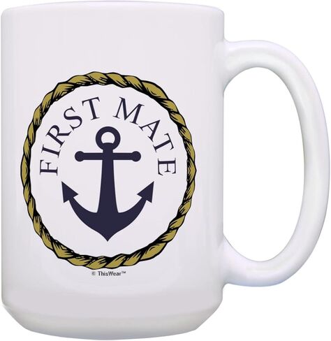 Captain and First Mate Couples Sailing Nautical Mug Bundle 2 Pack 11oz Ceramic Coffee Mugs Set in Saudi Arabia
