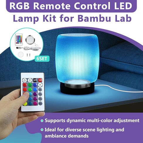 مجموعة مصابيح LED للتحكم عن بعد RGB مكونة من 6 قطع متوافقة مع طباعة Bambu Lab Makerworld/Anycubic/Makeronline، طقم مصابيح LED 16 لونًا 001 مع 5 فولت USB in Kuwait
