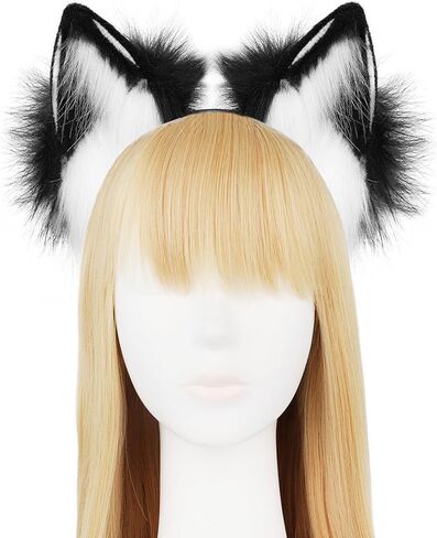 Handmade Faux Fur Fox Wolf Cat Dog Ears Headband Furry Ears Halloween Cosplay Party Costume Accessories in Saudi Arabia