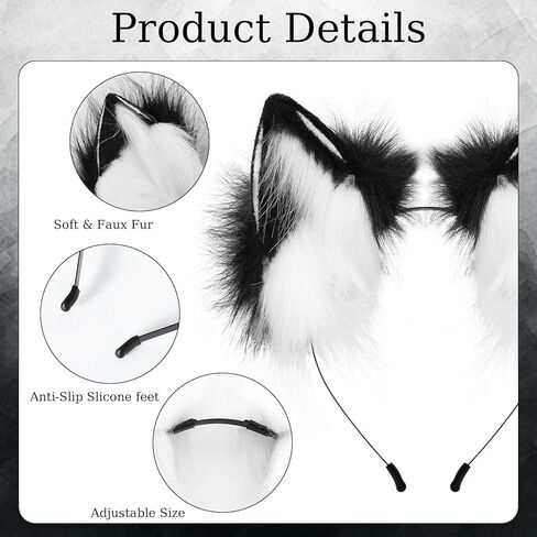 Handmade Faux Fur Fox Wolf Cat Dog Ears Headband Furry Ears Halloween Cosplay Party Costume Accessories in Saudi Arabia