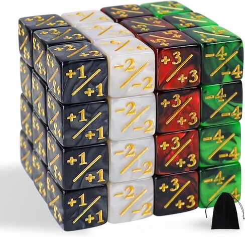 48 قطعة من النرد MTG عدادات النرد الرمزي، Magic The Gathering Glitter Sparkle Dice، Loyalty Dice Starry Marble D6 مكعب النرد متوافق مع CCG، MTG، ملحقات ألعاب البطاقات (أسود وأبيض) in Kuwait