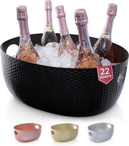 Gusto Nostro Large Beverage Tub for Parties - Metal Tub for Wine Bottles,Champagne,Beers - High Capacity Ice Bucket for Drinks - Extra Large Ice Buckets for Parties (22 qt) Outdoor Party Drink Bucket in Saudi Arabia