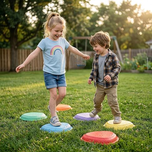 Makarci Stepping Stones for Kids ، 6pcs Toddler Sensory Toys Toys Kids Texplination & Motor Marchse Play Indoor and Outdoor ، DateLip Rupber Rim Rim Stones for Kids 3+ ، jornd Course in Saudi Arabia