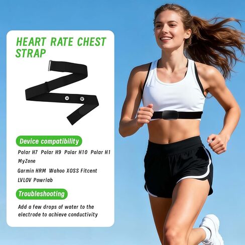 Heart Rate Monitor Replacement Chest Strap for Polar H10 H9 H7 H1, Adjustable Waterproof Soft Straps Compatible with Wahoo Garmin Moofit Powr Labs XOSS Chest Belt in Kuwait