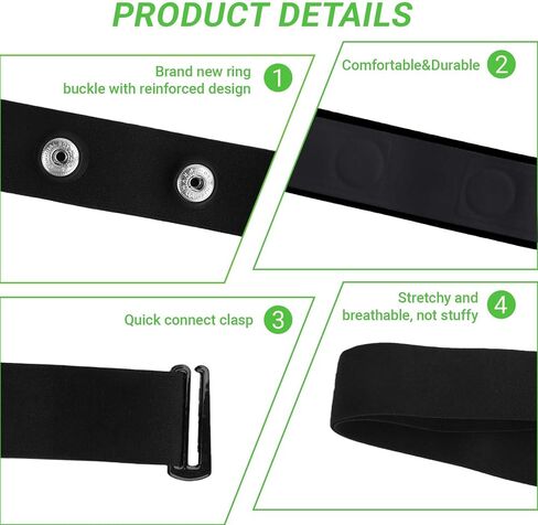 Heart Rate Monitor Replacement Chest Strap for Polar H10 H9 H7 H1, Adjustable Waterproof Soft Straps Compatible with Wahoo Garmin Moofit Powr Labs XOSS Chest Belt in Kuwait