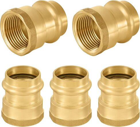 (Pack of 5) FOSKAN 1/2" Copper Press x 1/2" Female NPT Thread Adapter,Brass Press Fittings Connect from Copper to NPT Pipe(PEX1807353) in Kuwait