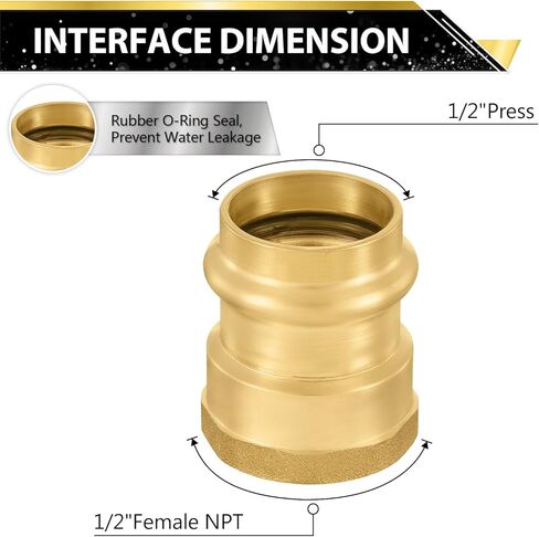 (Pack of 5) FOSKAN 1/2" Copper Press x 1/2" Female NPT Thread Adapter,Brass Press Fittings Connect from Copper to NPT Pipe(PEX1807353) in Kuwait