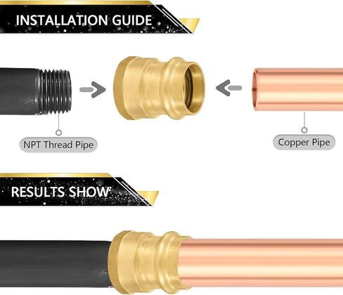 (Pack of 5) FOSKAN 1/2" Copper Press x 1/2" Female NPT Thread Adapter,Brass Press Fittings Connect from Copper to NPT Pipe(PEX1807353) in Kuwait