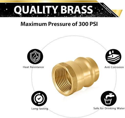 (Pack of 5) FOSKAN 1/2" Copper Press x 1/2" Female NPT Thread Adapter,Brass Press Fittings Connect from Copper to NPT Pipe(PEX1807353) in Kuwait