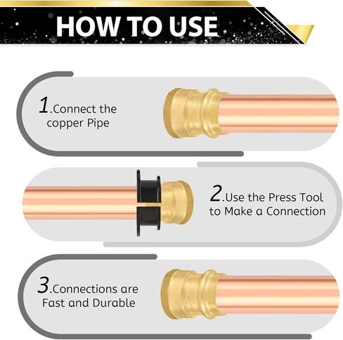 (Pack of 5) FOSKAN 1/2" Copper Press x 1/2" Female NPT Thread Adapter,Brass Press Fittings Connect from Copper to NPT Pipe(PEX1807353) in Kuwait
