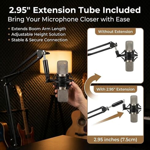 13-Pack Microphone Stand Adapter Set with Extension Tube, 3/8 to 5/8 and 1/4 Threaded Screw Mount, Black Aluminum Alloy for Mic Boom Arm, Tripod, Projector Stand and Lighting Equipment in Kuwait