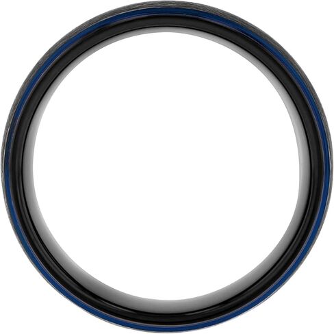 Men’s Tantalum Carbide 8mm Black Wire Brushed Finish w/Step Edge & Black Interior Wedding Band, Mens Ring in Saudi Arabia