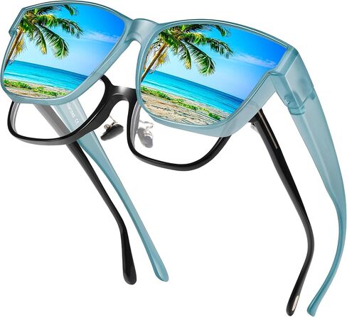 نظارات شمسية مربعة كبيرة الحجم - ظلال شمسية مستقطبة UV400 للرجال والنساء الذين يرتدون النظارات in Kuwait