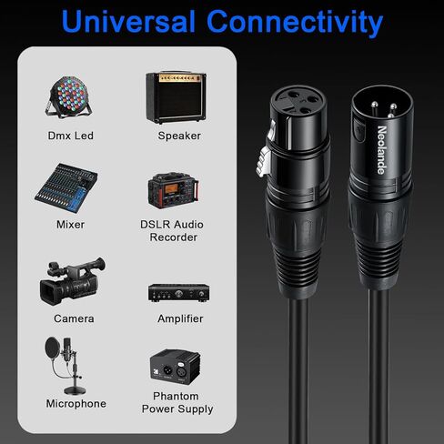 4 عبوات من كابلات XLR قصيرة إلى XLR - بطول 1 قدم، و3 دبابيس ذكر إلى أنثى سلك ميكروفون، (OFC) كابل صوت XLR متوازن لميكروفون الخلاط DMX in Kuwait