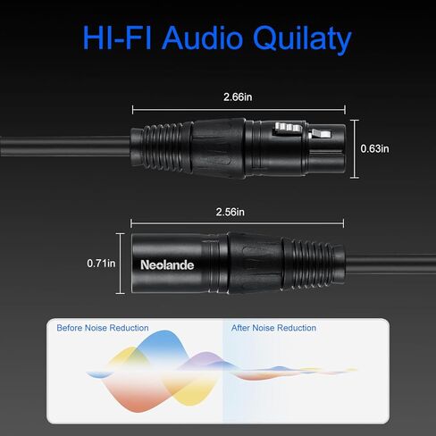 4 عبوات من كابلات XLR قصيرة إلى XLR - بطول 1 قدم، و3 دبابيس ذكر إلى أنثى سلك ميكروفون، (OFC) كابل صوت XLR متوازن لميكروفون الخلاط DMX in Kuwait