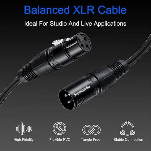 4 عبوات من كابلات XLR قصيرة إلى XLR - بطول 1 قدم، و3 دبابيس ذكر إلى أنثى سلك ميكروفون، (OFC) كابل صوت XLR متوازن لميكروفون الخلاط DMX in Kuwait