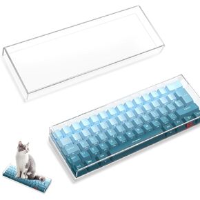 ZIYOU LANG KC02 Acrylic Clear Transparent Keyboard Cover(12.28*4*0.9’’) with Dustproof Waterproof Anti-hit Anti-cat Protective Case for 65% Layout 61Key 64Key 68Key Mechanical Gaming Keyboard(Pink)