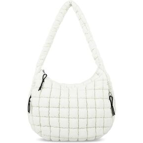 Quilted Puffer Tote Bag for Women Large Quilted Crossbody Bag Lightweight Nylon Puffy Quilted Carryall Hobo Puff Shoulder Bag