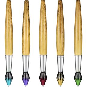 Outus 5 Pieces Paintbrush Pens Bamboo Paint Brush Shape Retractable Novelty Ballpoint Pens Appreciation Gifts for Art Teachers Art Themed Party Favors