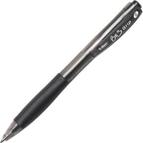 BIC BU3 Grip Retractable Ballpoint Pen, Medium Point (1.0mm), Black, Side Click Retraction For Added Convenience, 18-Count
