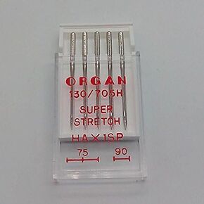 5pcs Organ Domestic Sewing Machine Needles Super Stretch HAX1SP 130/705H Flat Sided Needles