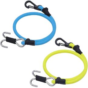 1/18 1/24 RC Crawler Elastic Force Escape Rope Kinetic Winch Strap with Hooks for TRX4M K10 SCX24 FCX24 K5 AX24 Upgrade (Blue&Yellow)