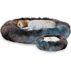 Ultra Soft Calming Donut Shaped Cozy Warming cat & Dog Bed. Removable Cover, Machine Washable, Anti-Slip, Fluffy Fur Plush Fabric, Anti-axiety. (17'/25'/33'/41) in Kuwait