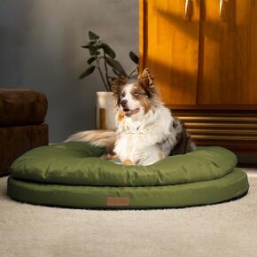 ClevaHome Orthopedic Dog Bed for Large Dogs, Dual Layer Waterproof Round Pet Bed with Washable Cover Nonslip Bottom (Olive Branch) in Kuwait