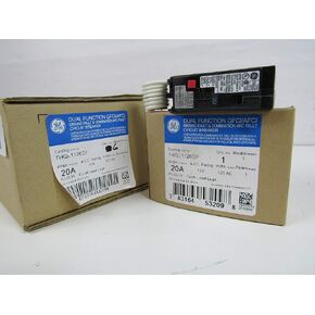 GE THQL1120DF Single-Pole Dual Function Plug-in Afci/Gfci Circuit Breaker, 120 Vac, 20 Amp, 10 Kaic