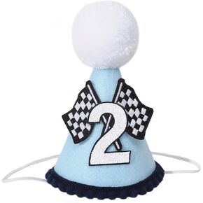 Two Fast Birthday Hat for Boys - Race Car Second Birthday Decoration, Two Fast Birthday Decor, 2nd Birthday Crown for Boys, Blue Birthday Decor Boy